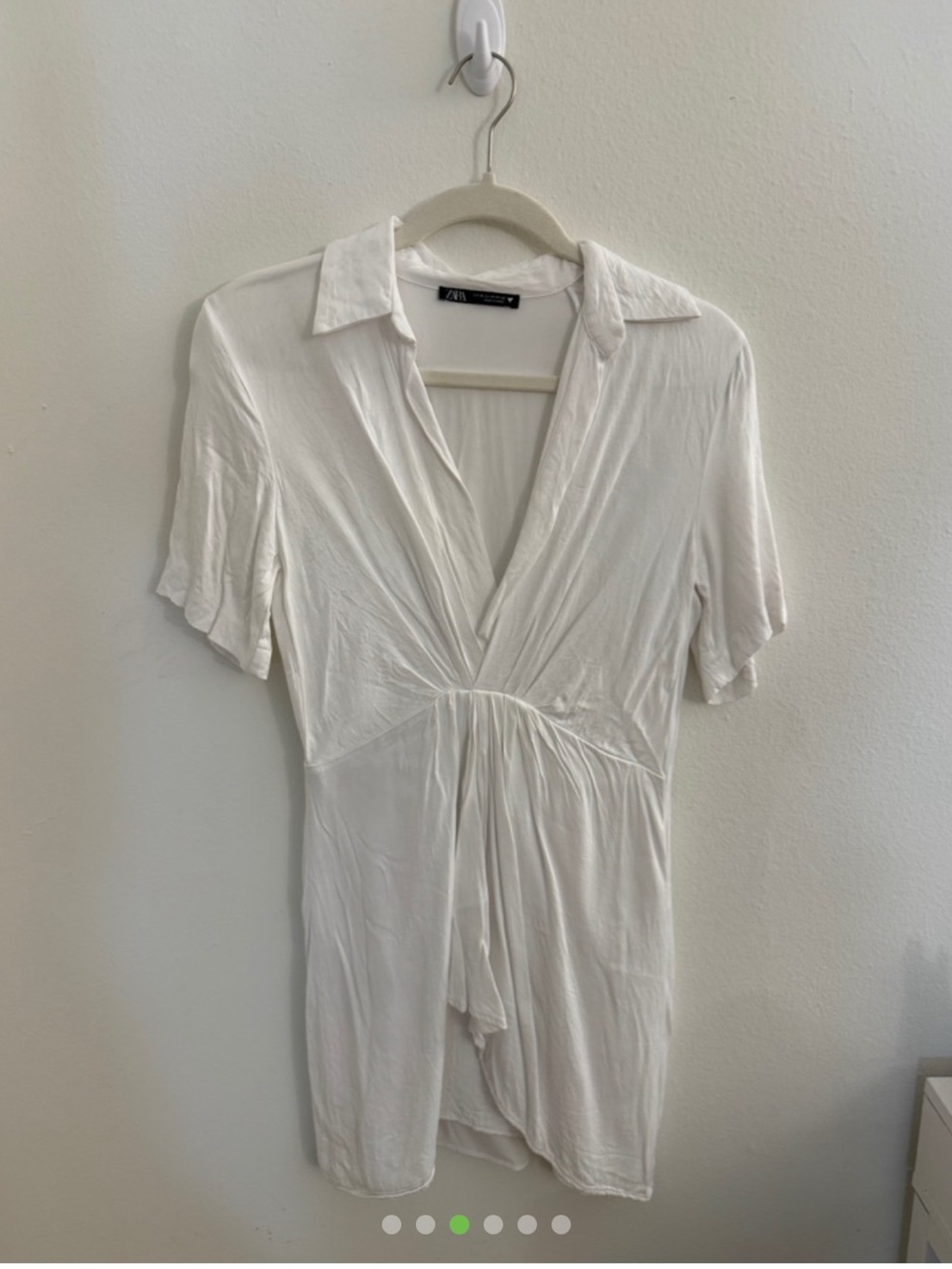 Zara White Wrap-Style Short Sleeve Top in Size XSmall